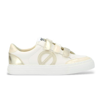 NO NAME Strike Straps leather trainers white, gold