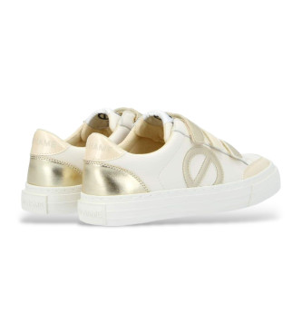 NO NAME Strike Straps leather trainers white, gold