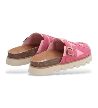 NO NAME Zoccoli in pelle con inserti rosa