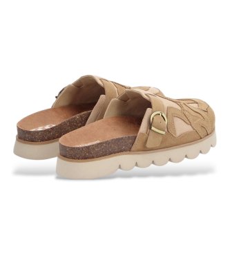 NO NAME Sabots en cuir � empi�cements marron