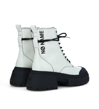 NO NAME Bottines en cuir blanc Strong Ranger de style militaire avec plateforme et fermeture  lacets