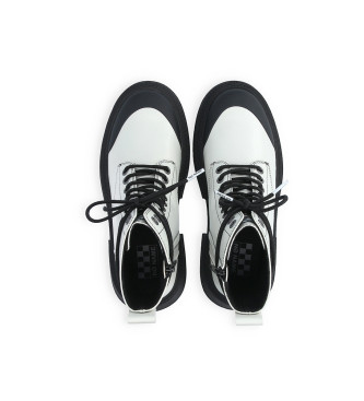 NO NAME Bottines en cuir blanc Strong Ranger de style militaire avec plateforme et fermeture  lacets