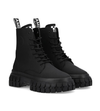 NO NAME Botins Gravity em pele preta com efeito de borracha