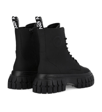 NO NAME Botins Gravity em pele preta com efeito de borracha