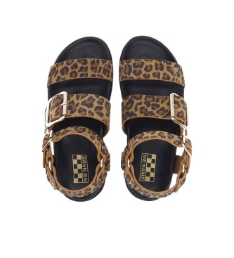 NO NAME Sandali in pelle marrone con fibbie