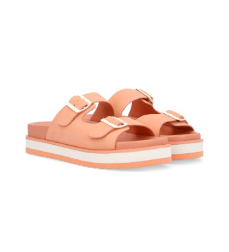NO NAME Chanclas de piel Sun slap naranja salmn