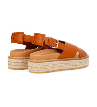 NO NAME Brown Suna leather platform sandals