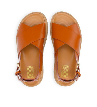 NO NAME Brown Suna leather platform sandals