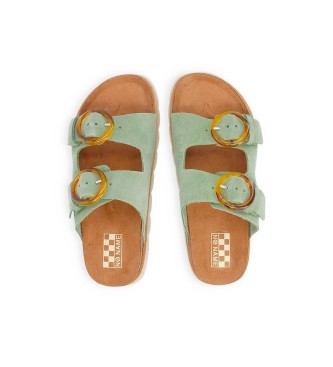 NO NAME Sandalias de Piel Sandy Slap verde