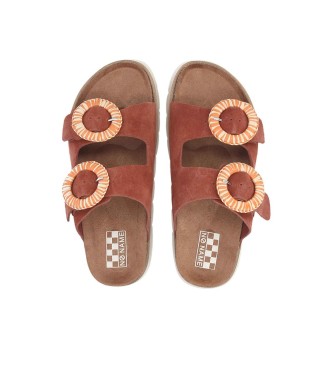 NO NAME Sandalias de Piel Sandy Slap marr�n