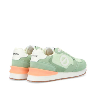 NO NAME Tova Runner leren en mesh sportschoenen met lichtgroene zool