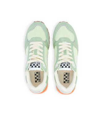 NO NAME Tova Runner leren en mesh sportschoenen met lichtgroene zool