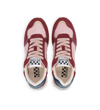 NO NAME Zapatillas de piel y lona Tova Runner con suela ligera granate