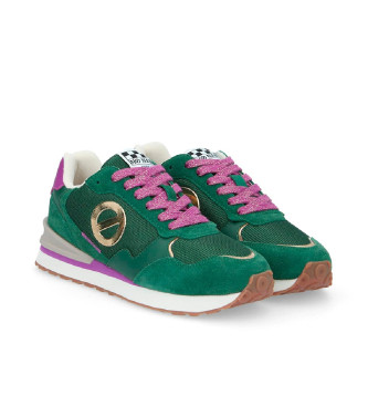 NO NAME Tova Runner leren en canvas sportschoenen met lichtgroene zool