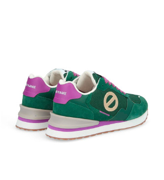 NO NAME Tova Runner leren en canvas sportschoenen met lichtgroene zool