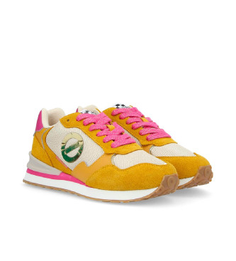 NO NAME Zapatillas de piel  y lona Tova Runner con suela ligera mostaza