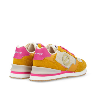 NO NAME Zapatillas de piel  y lona Tova Runner con suela ligera mostaza