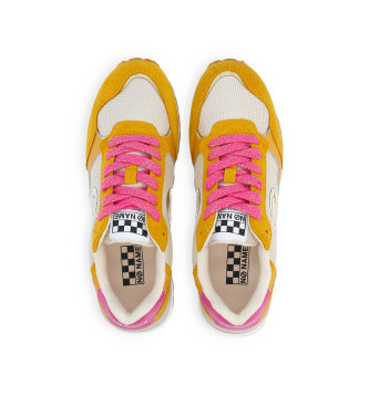 NO NAME Zapatillas de piel  y lona Tova Runner con suela ligera mostaza