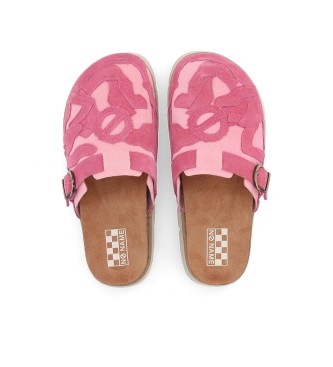 NO NAME Zoccoli in pelle con inserti rosa