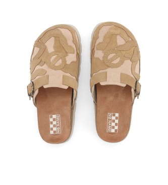 NO NAME Sabots en cuir � empi�cements marron