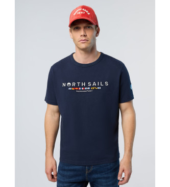 North Sails T-shirt med tryck av marinbl flagga