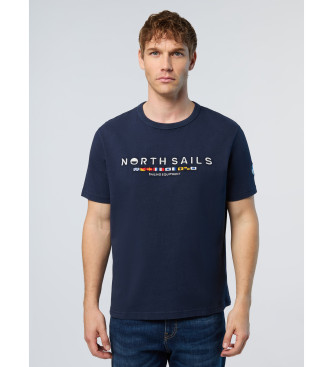 North Sails T-shirt med tryck av marinbl flagga