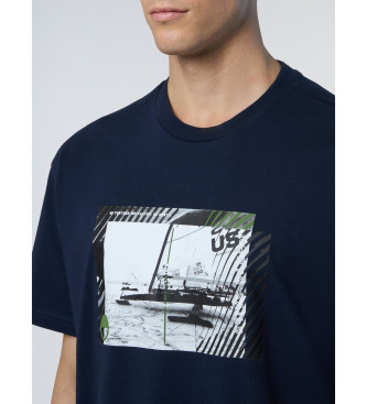 North Sails Marineblaues T-Shirt mit Vintage-Druck