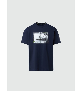 North Sails Marineblaues T-Shirt mit Vintage-Druck