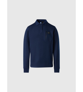 North Sails Poloshirt met lange mouwen en ritssluiting in marineblauw