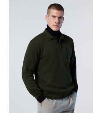 North Sails Long sleeve polo shirt with green zip