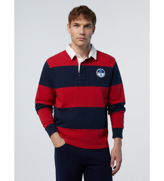 North Sails Polo da rugby rossa, blu scuro 