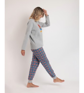 Aznar Innova Checks Long Sleeve Pyjamas grey