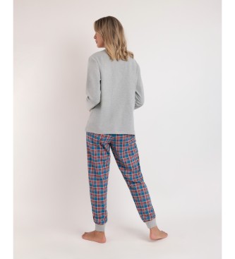 Aznar Innova Checks Long Sleeve Pyjamas grey