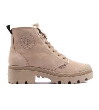 Palladium Pallabase Nbk Zip Wl beige lederen enkellaarsjes