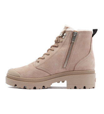 Palladium Pallabase Nbk Zip Wl beige leather ankle boots