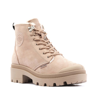 Palladium Botines de piel Pallabase Nbk Zip Wl beige