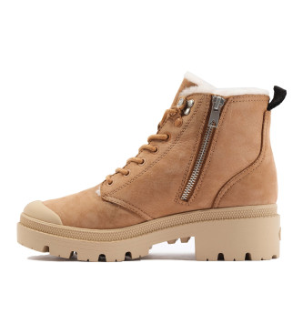 Palladium Pallabase Nbk Zip Wl botins em pele castanha