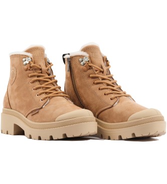 Palladium Pallabase Nbk Zip Wl botins em pele castanha