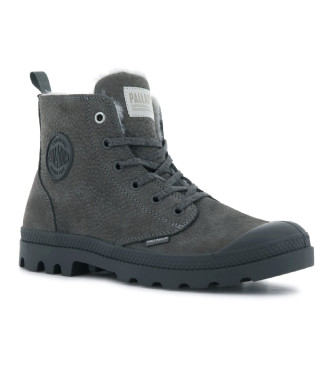 Palladium Bottes en cuir gris Pampa Hi Zip WI