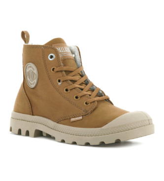 Palladium Botins Pampa Hi Zip WI em pele castanha