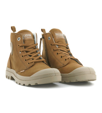 Palladium Botins Pampa Hi Zip WI em pele castanha