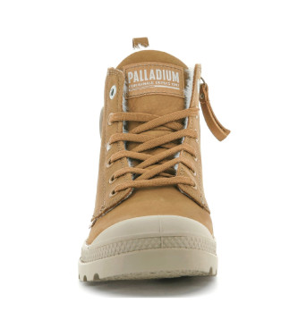 Palladium Brązowe skórzane buty za kostkę Pampa Hi Zip WI