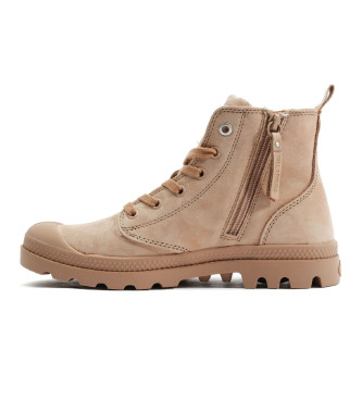 Palladium Pampa Hi Zip Wl beżowe skórzane buty za kostkę