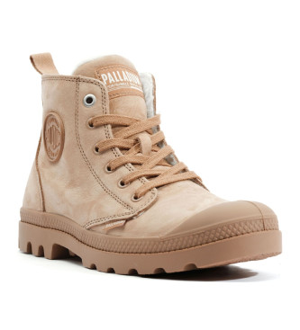 Palladium Pampa Hi Zip Wl beżowe skórzane buty za kostkę