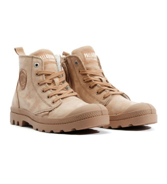 Palladium Pampa Hi Zip Wl beżowe skórzane buty za kostkę