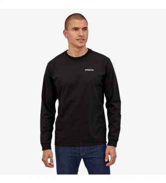 Patagonia T-Shirt L/S masculina P-6 Logotipo Responsibili-Tee Preto