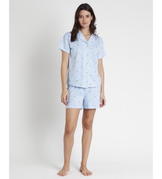 Admas Pyjama ouvert  manches courtes Worry Less bleu