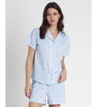 Admas Korte mouwen open pyjama Worry Less blauw