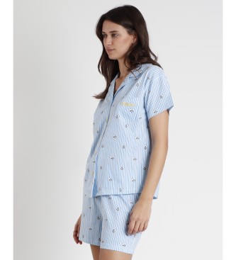 Admas Short Sleeve Open Pyjamas Worry Less blue