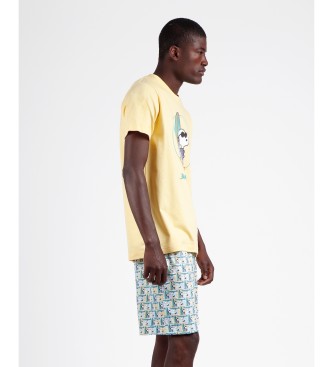 Admas Beach Beagle Short Sleeve Pyjamas yellow